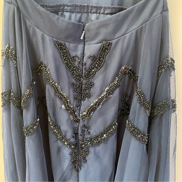 NWOT‎ ASOS Design  navy blue tulle dress with black beading and open back - Picture 8 of 9